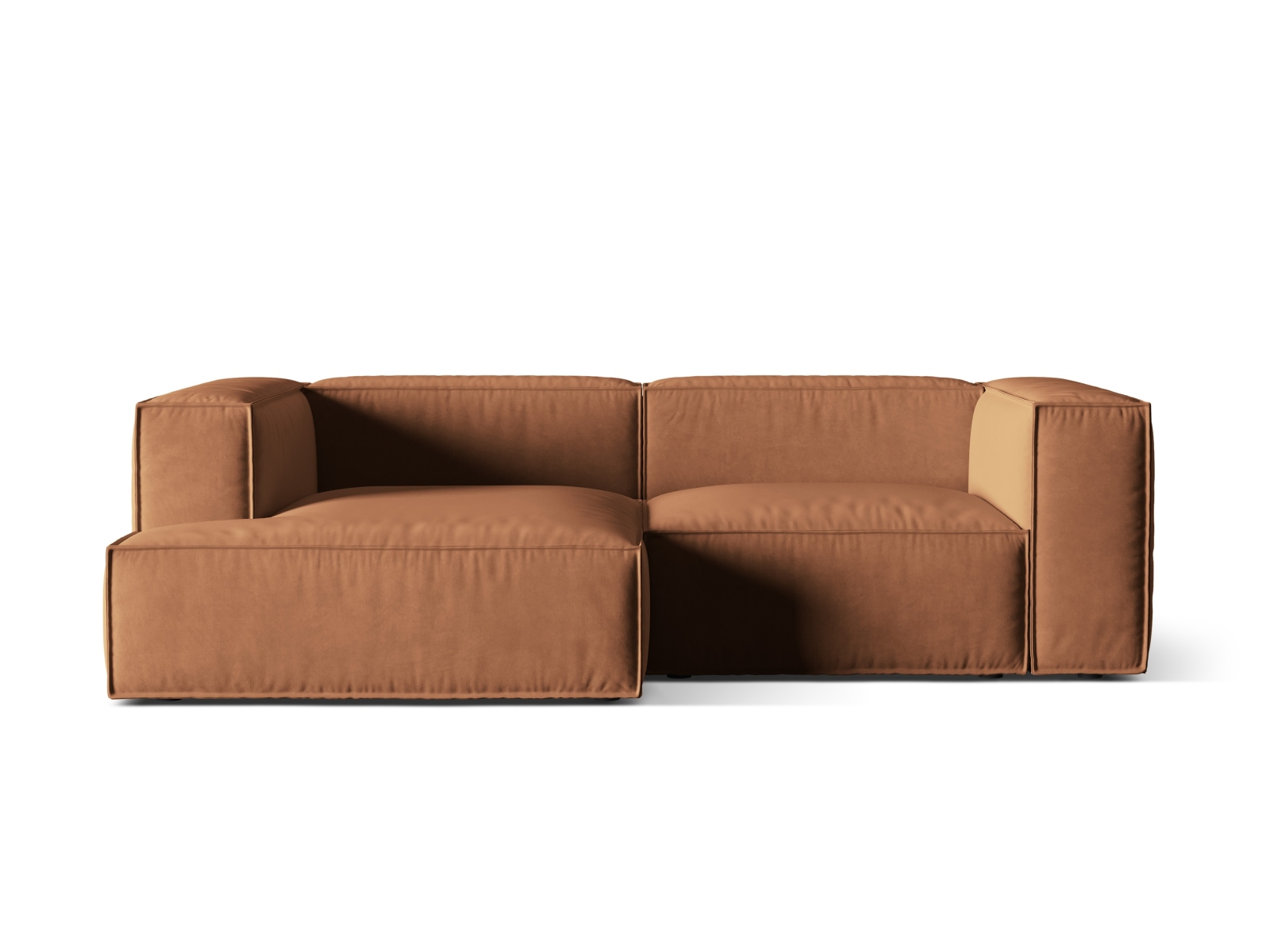 Velvet Modular Left Corner Sofa, "Nuria", 3 Seats, 252x147x72