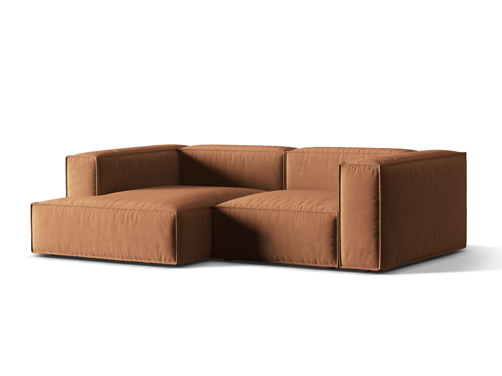 Velvet Modular Left Corner Sofa, "Nuria", 3 Seats, 252x147x72