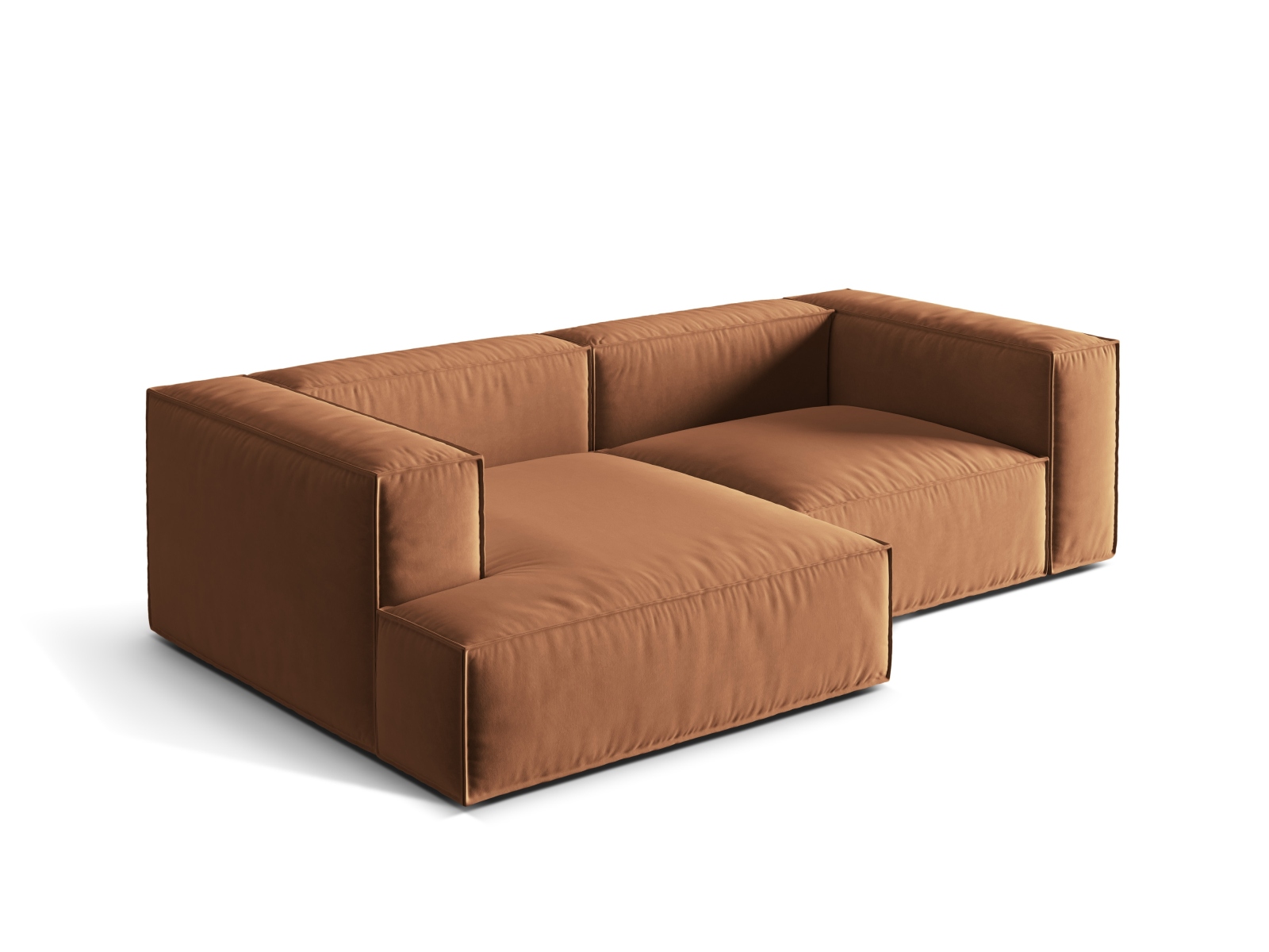 Velvet Modular Left Corner Sofa, "Nuria", 3 Seats, 252x147x72