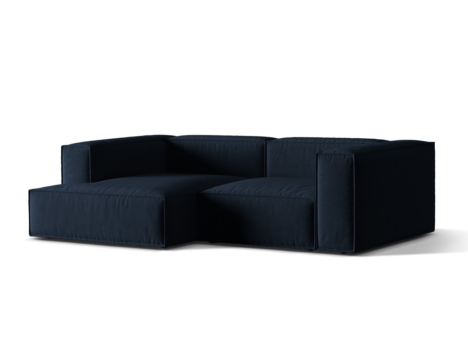 Velvet Modular Left Corner Sofa, "Nuria", 3 Seats, 252x147x72