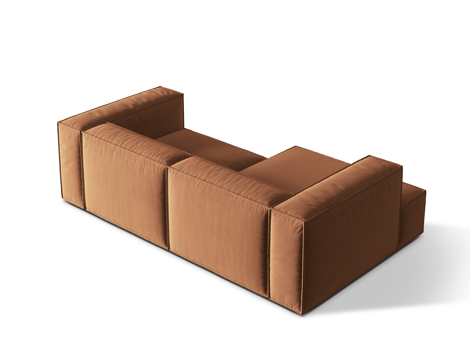 Velvet Modular Left Corner Sofa, "Nuria", 3 Seats, 252x147x72