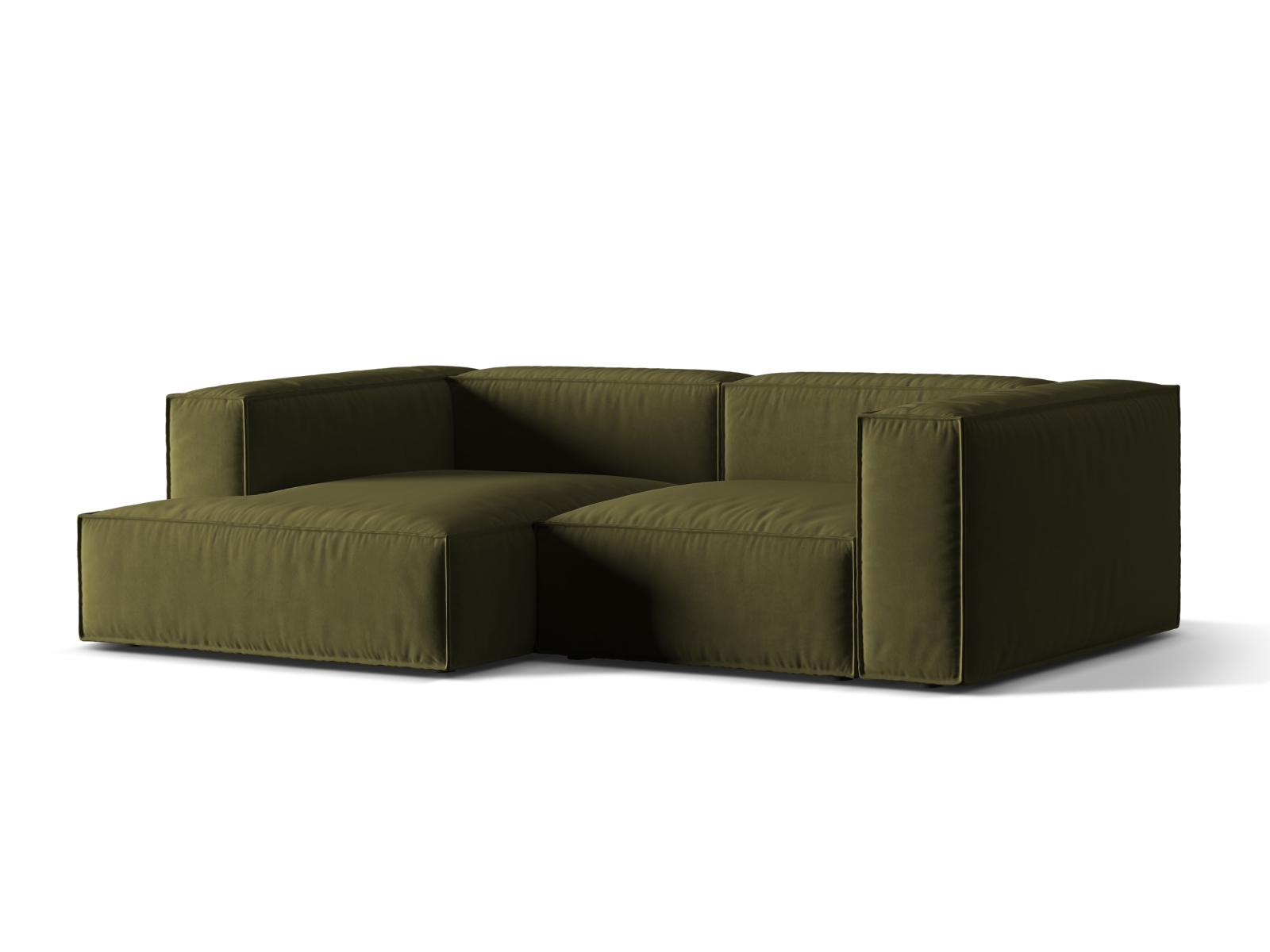 Velvet Modular Left Corner Sofa, "Nuria", 3 Seats, 252x147x72