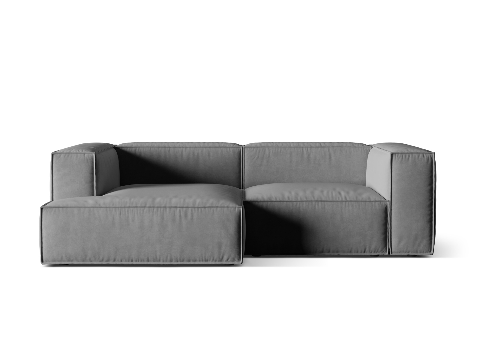 Velvet Modular Left Corner Sofa, "Nuria", 3 Seats, 252x147x72