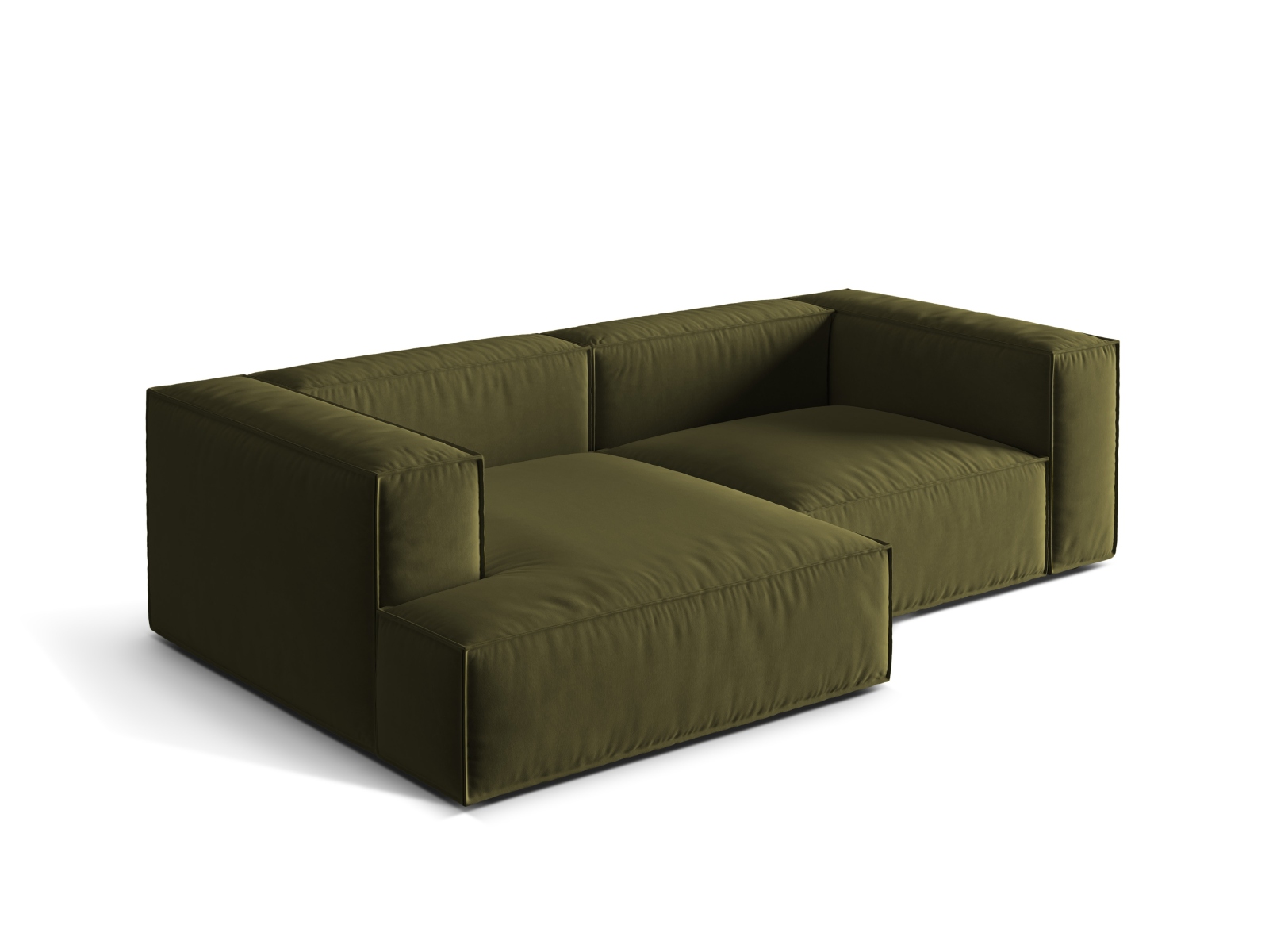 Velvet Modular Left Corner Sofa, "Nuria", 3 Seats, 252x147x72