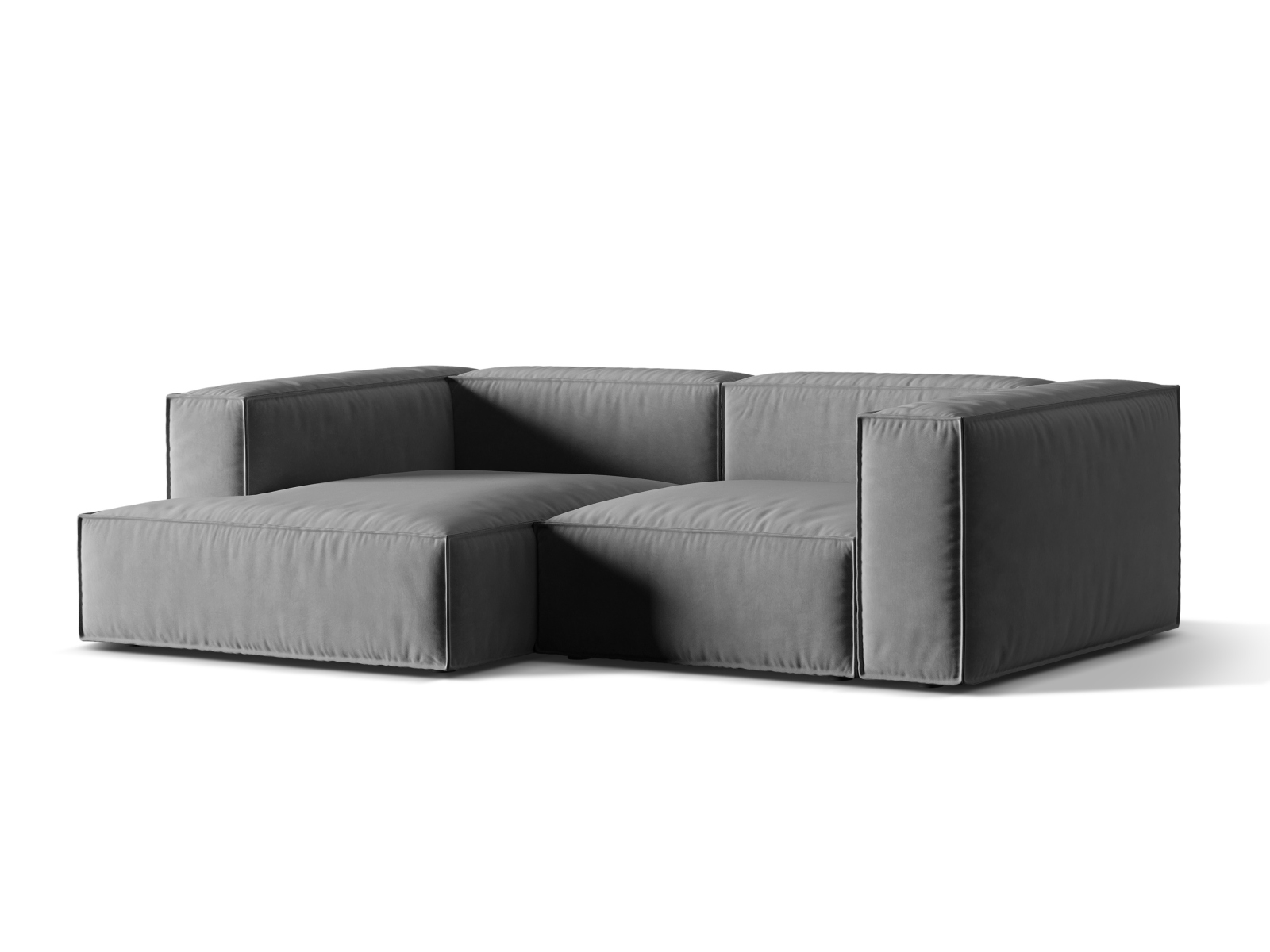Velvet Modular Left Corner Sofa, "Nuria", 3 Seats, 252x147x72