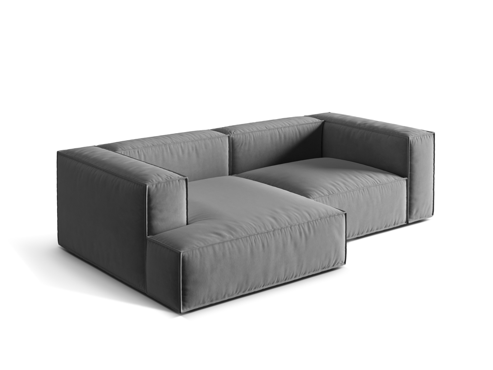 Velvet Modular Left Corner Sofa, "Nuria", 3 Seats, 252x147x72