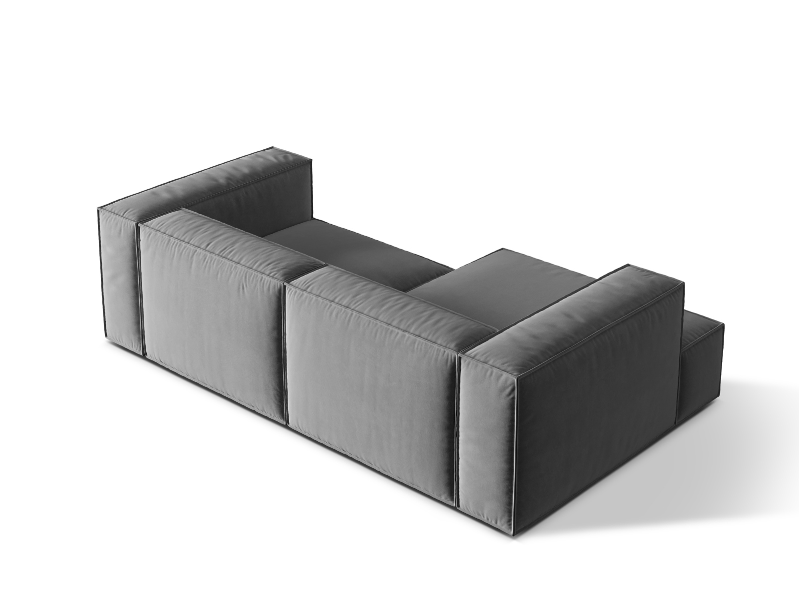 Velvet Modular Left Corner Sofa, "Nuria", 3 Seats, 252x147x72