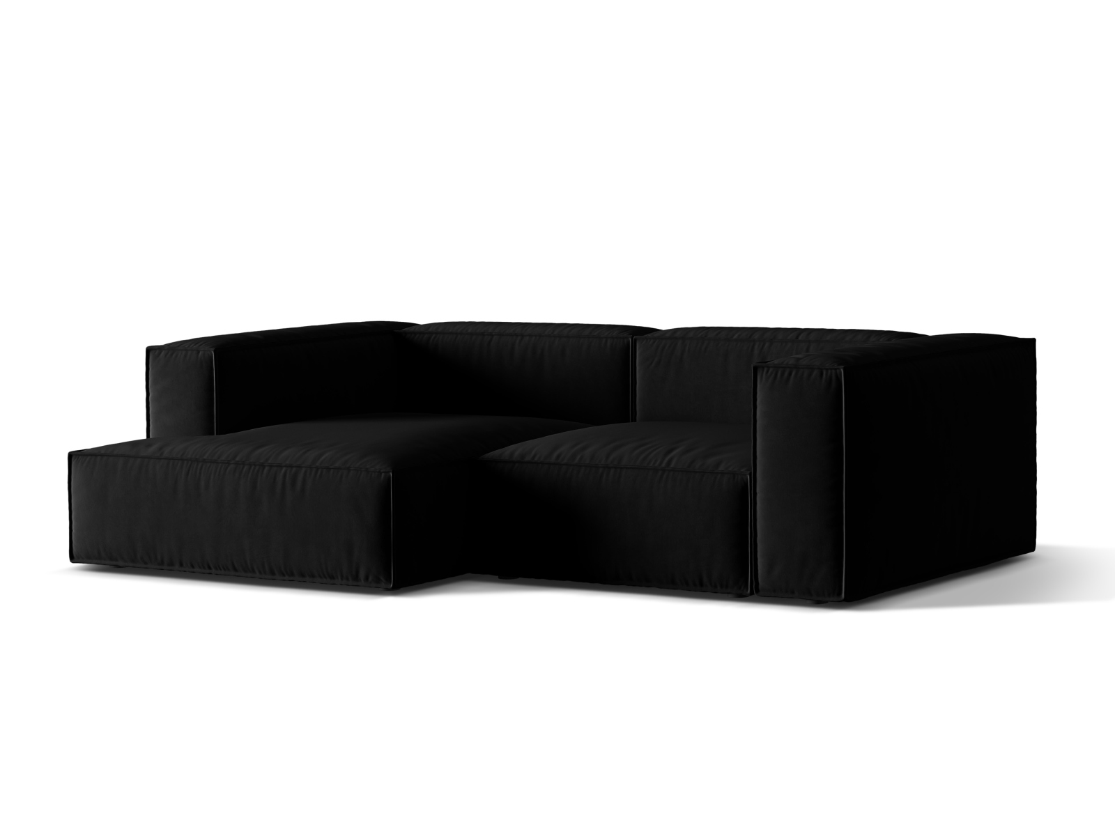 Velvet Modular Left Corner Sofa, "Nuria", 3 Seats, 252x147x72