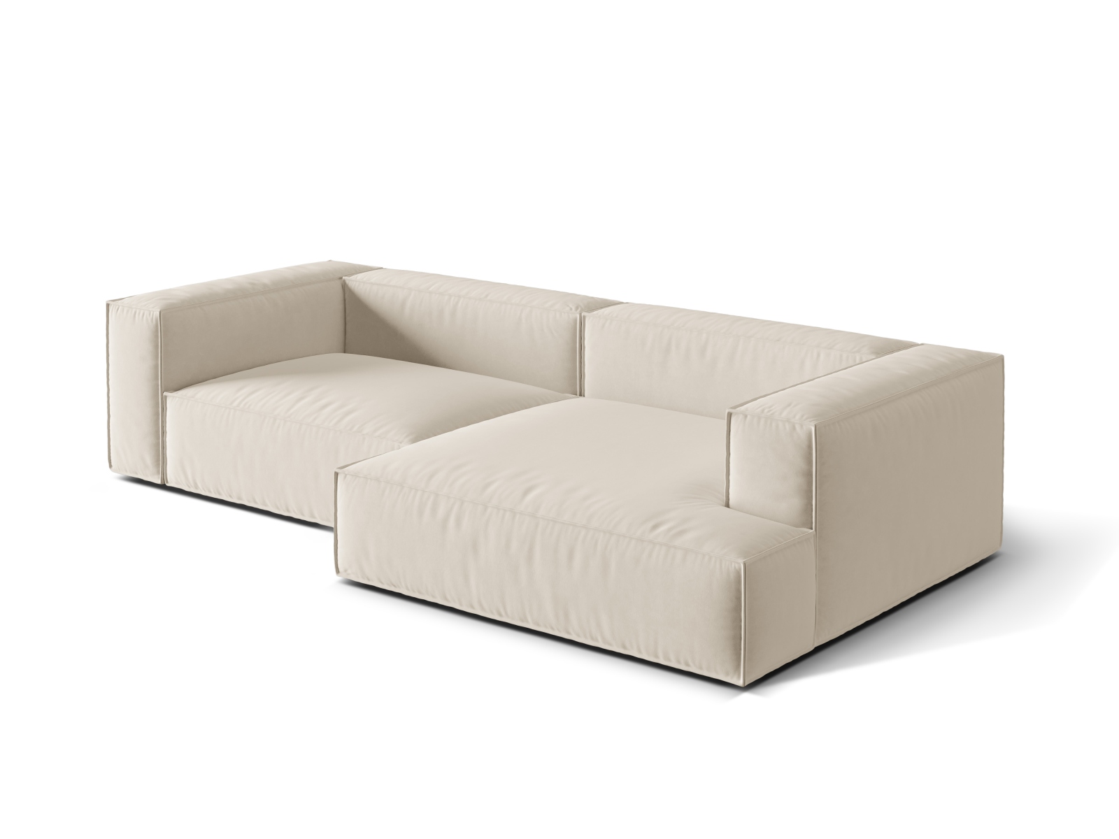Velvet Modular Right Corner Sofa, "Nuria", 4 Seats, 292x147x72