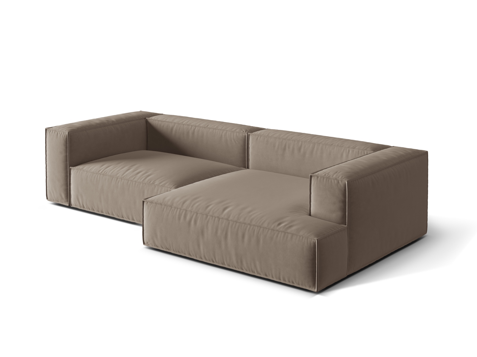 Velvet Modular Right Corner Sofa, "Nuria", 4 Seats, 292x147x72