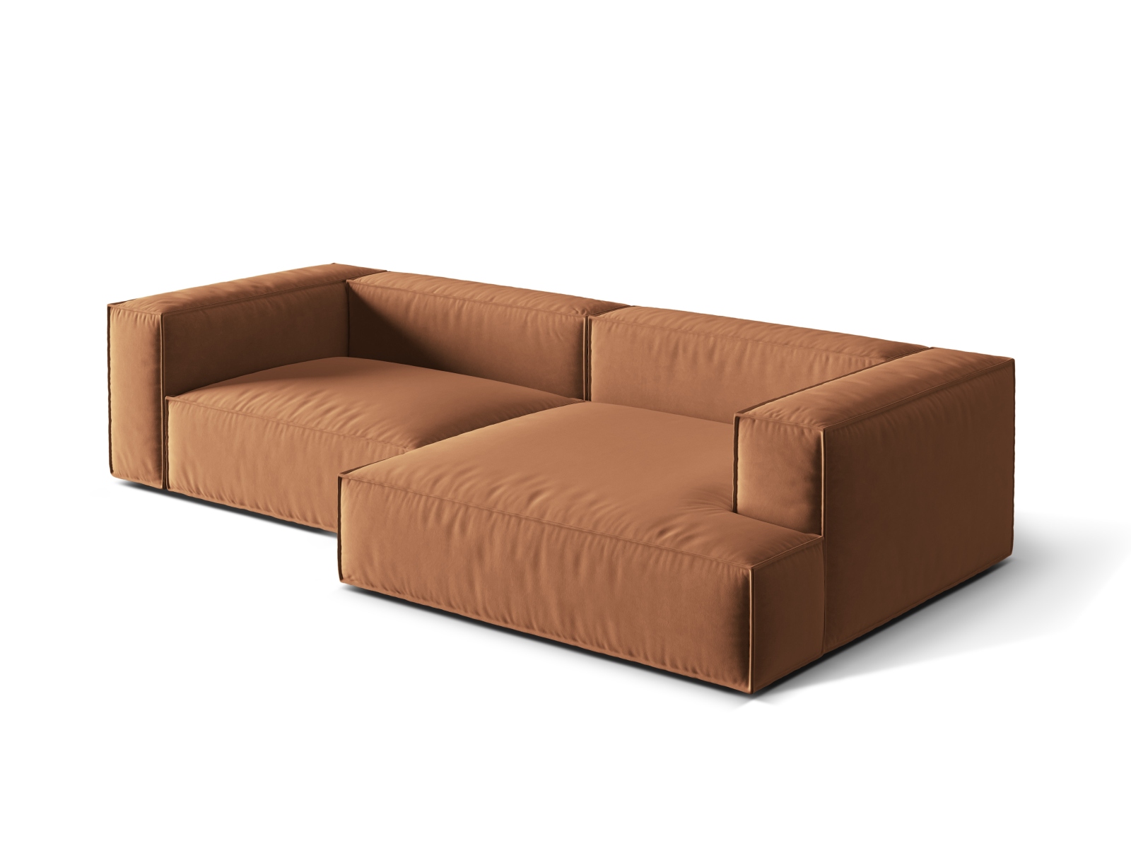 Velvet Modular Right Corner Sofa, "Nuria", 4 Seats, 292x147x72