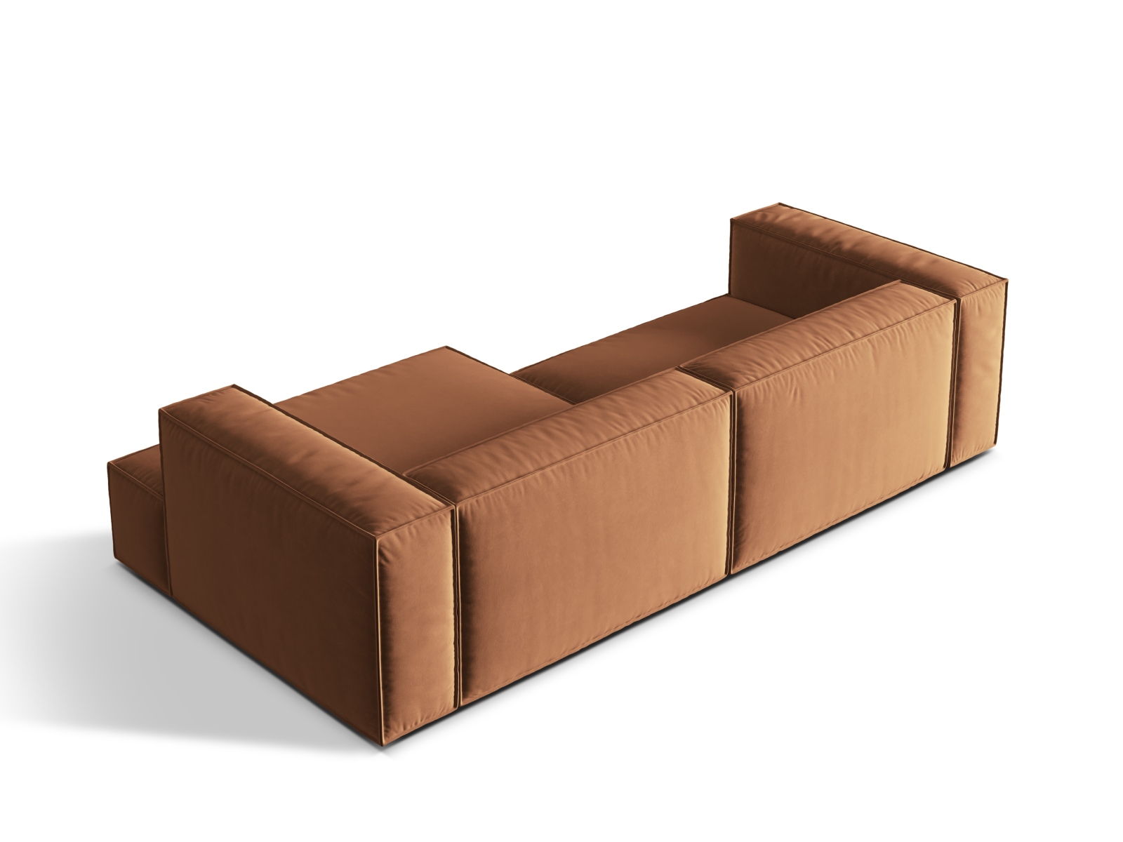 Velvet Modular Right Corner Sofa, "Nuria", 4 Seats, 292x147x72