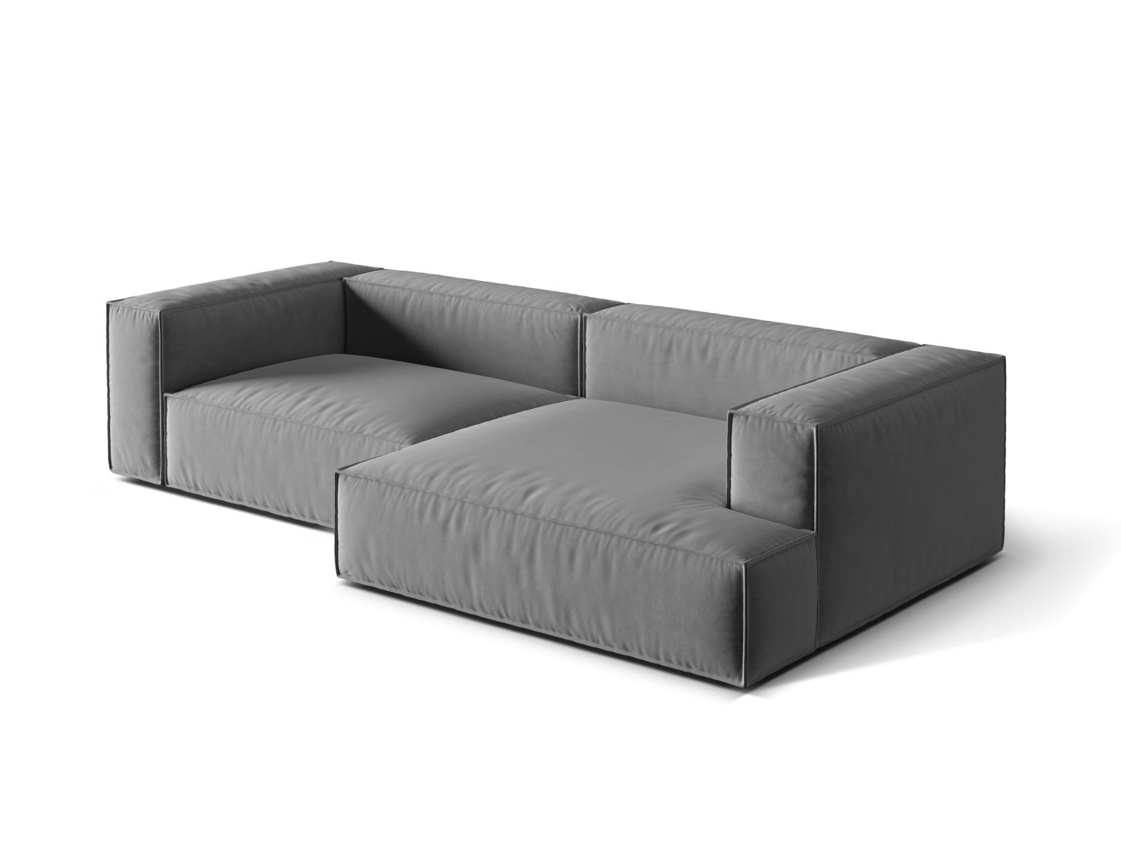 Velvet Modular Right Corner Sofa, "Nuria", 4 Seats, 292x147x72
