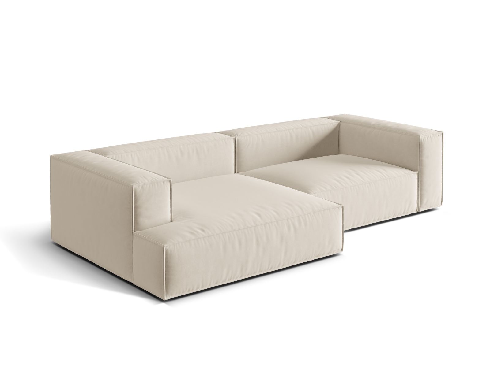 Velvet Modular Left Corner Sofa, "Nuria", 4 Seats, 292x147x72
