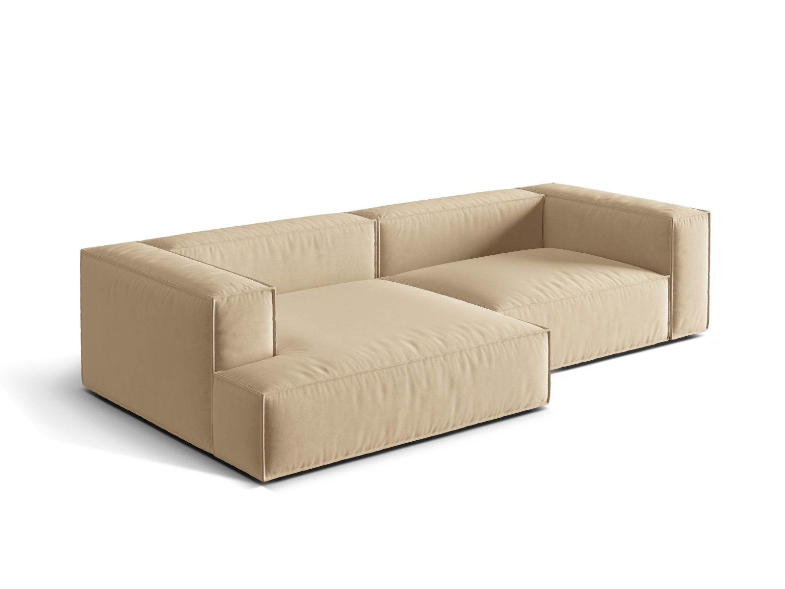 Velvet Modular Left Corner Sofa, "Nuria", 4 Seats, 292x147x72