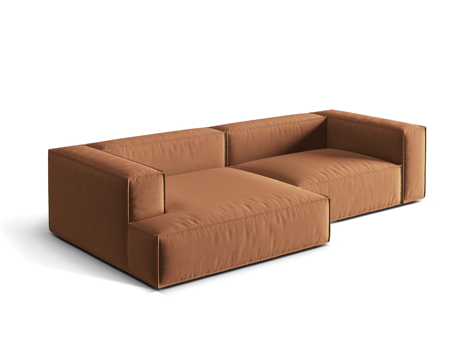 Velvet Modular Left Corner Sofa, "Nuria", 4 Seats, 292x147x72