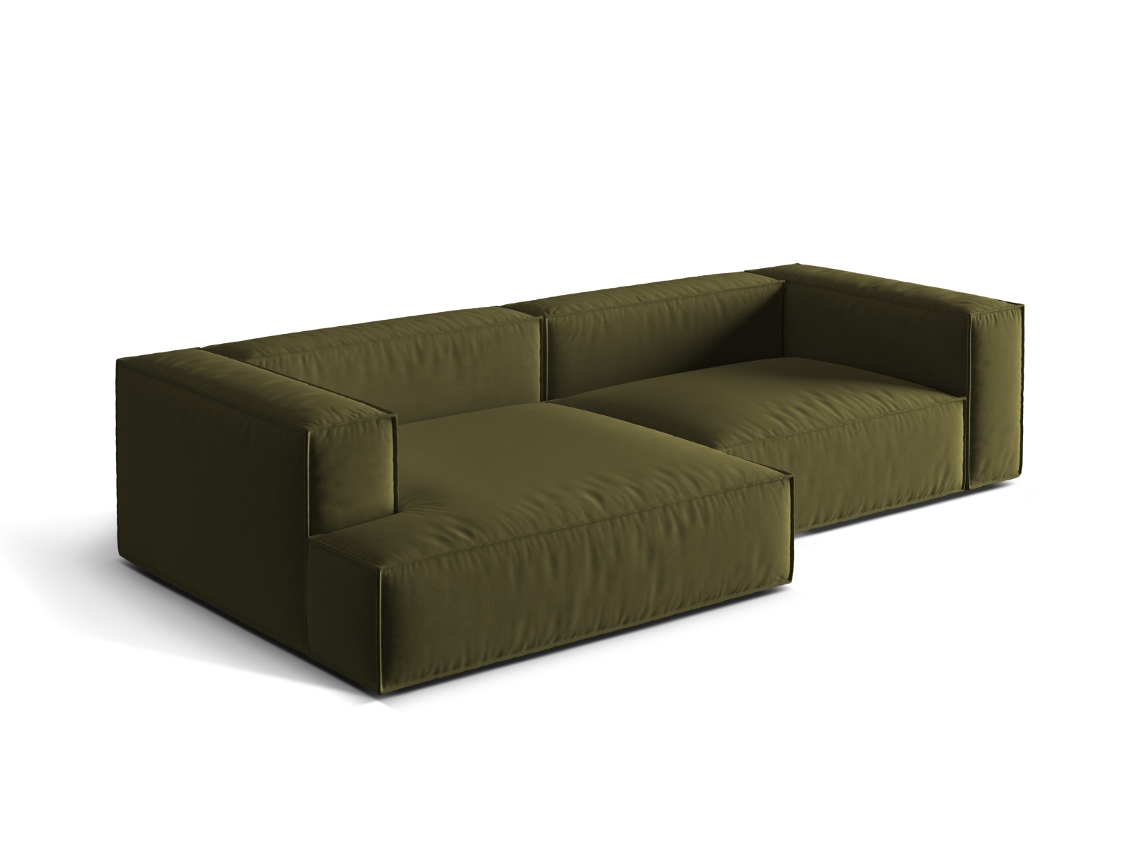 Velvet Modular Left Corner Sofa, "Nuria", 4 Seats, 292x147x72