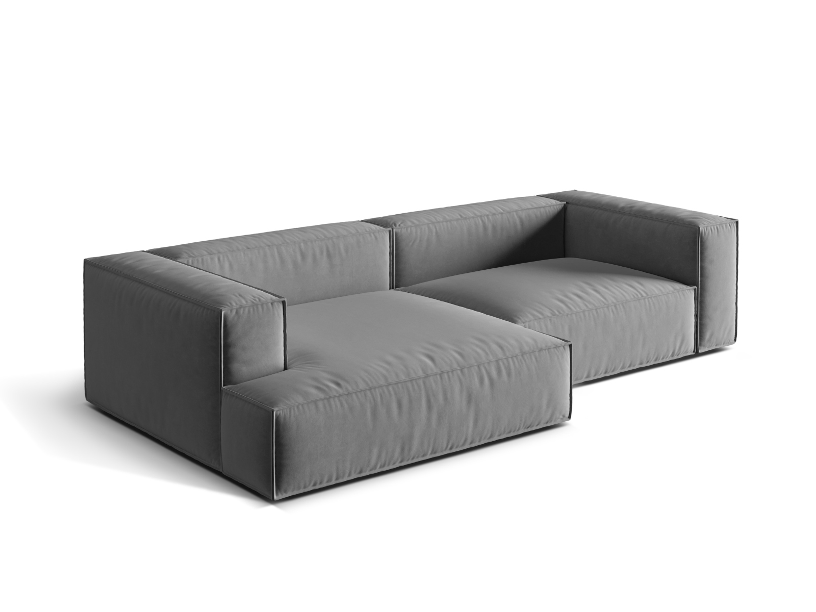 Velvet Modular Left Corner Sofa, "Nuria", 4 Seats, 292x147x72