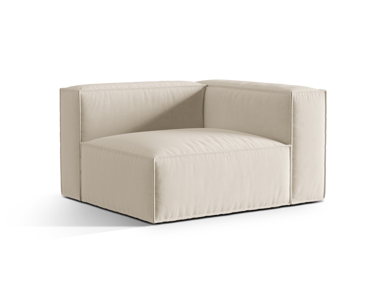 Velvet Right Modular Sofa, "Nuria", 1 Seat, 125x110x72