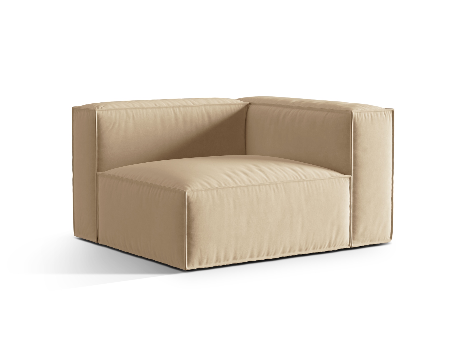 Velvet Right Modular Sofa, "Nuria", 1 Seat, 125x110x72