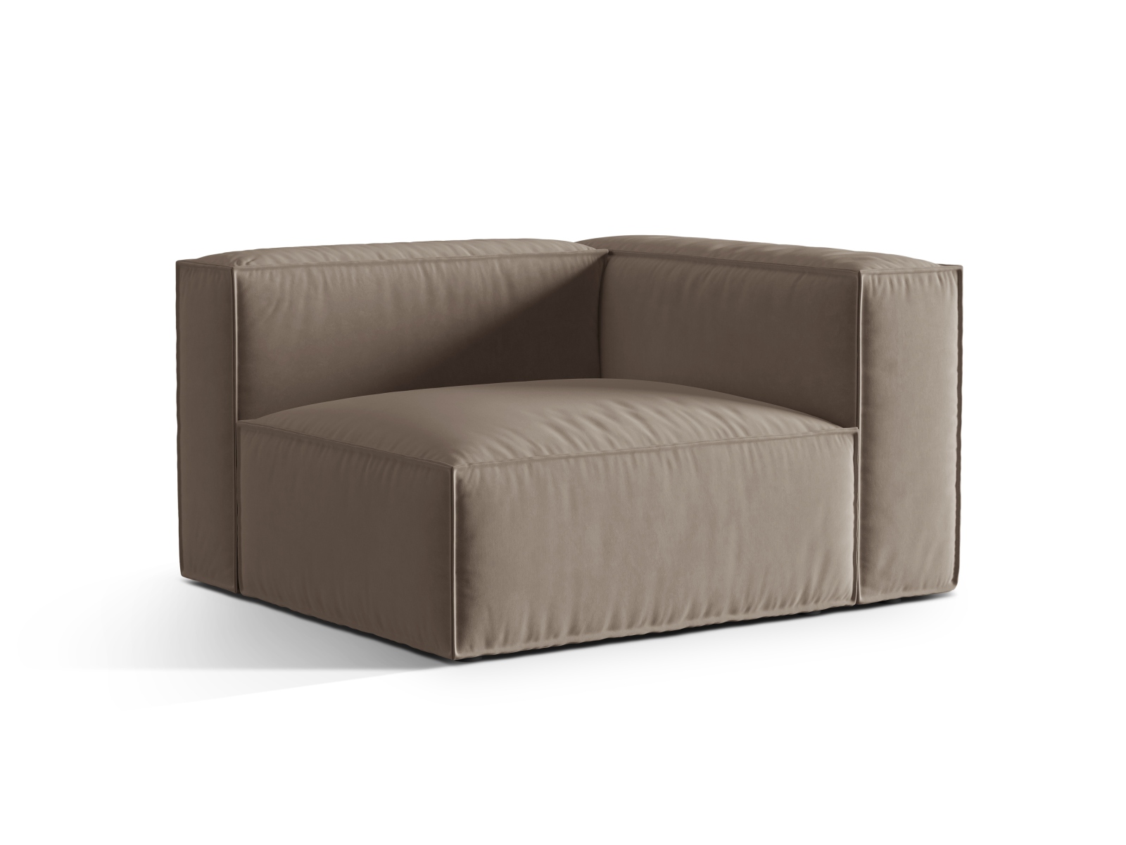 Velvet Right Modular Sofa, "Nuria", 1 Seat, 125x110x72