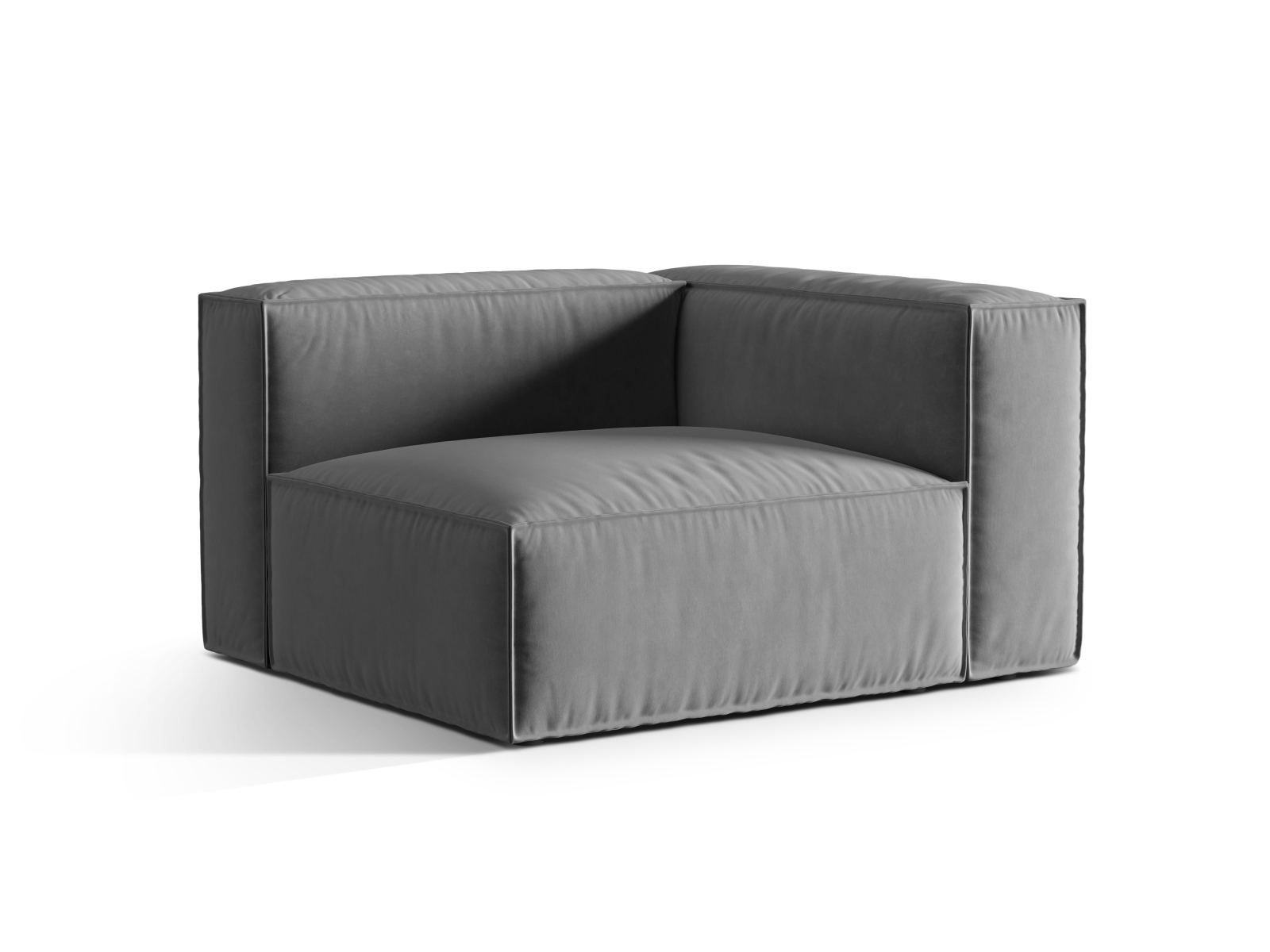 Velvet Right Modular Sofa, "Nuria", 1 Seat, 125x110x72