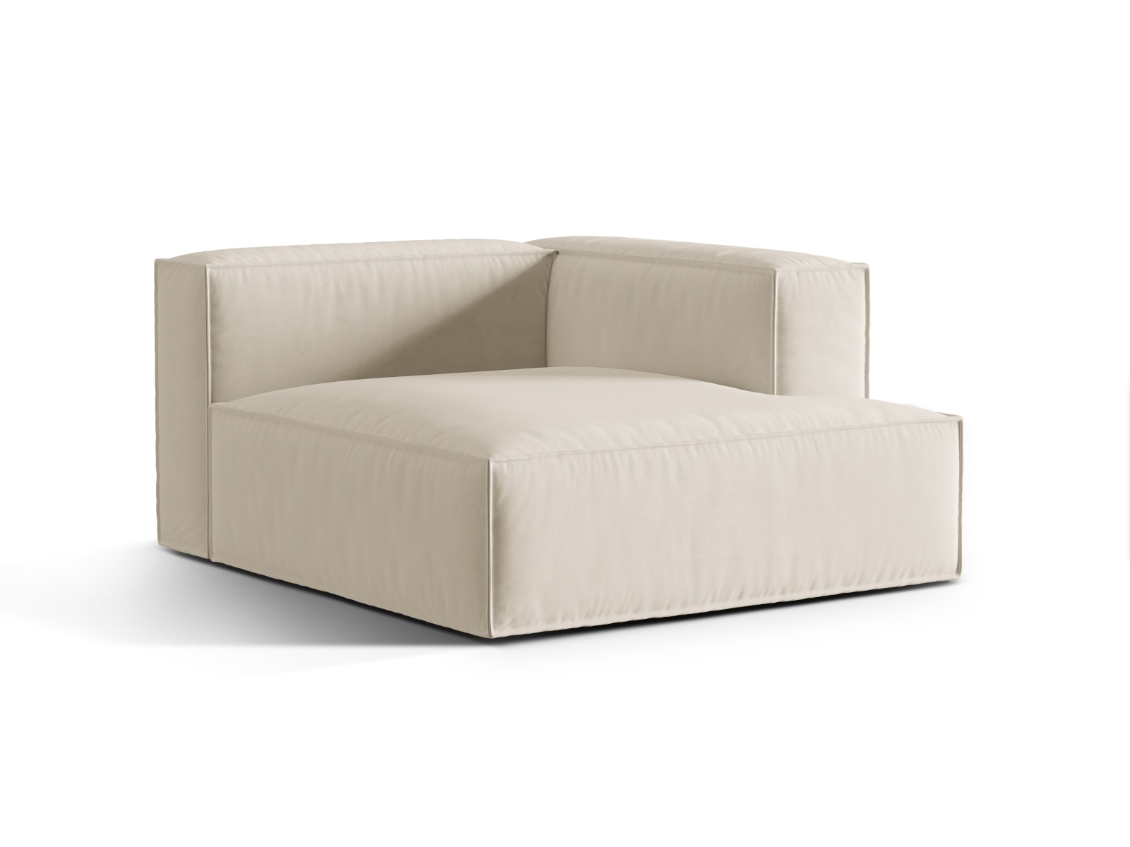 Velvet Chaise Longue Right, "Nuria", 1 Seat, 127x147x72