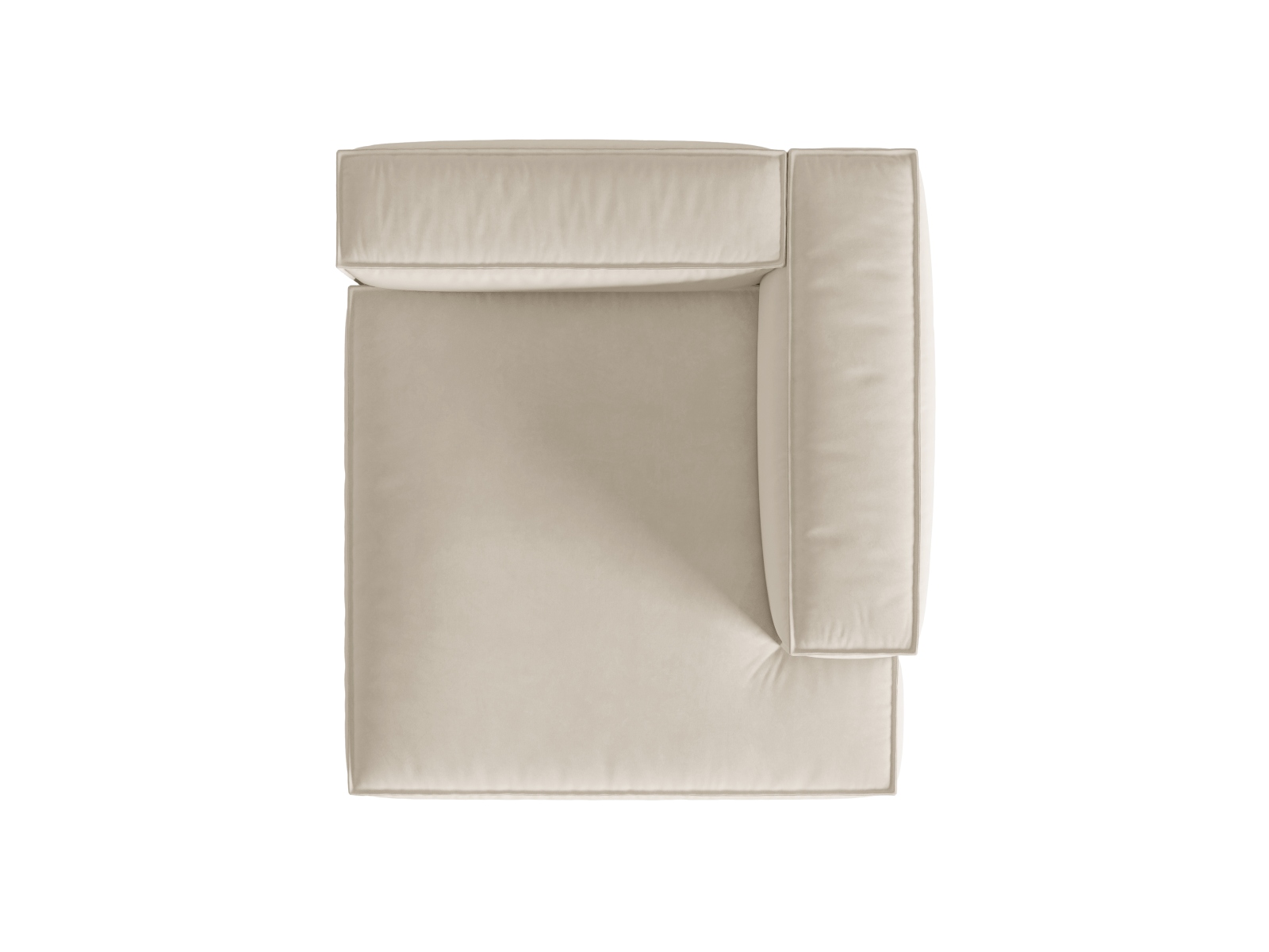 Velvet Chaise Longue Right, "Nuria", 1 Seat, 127x147x72