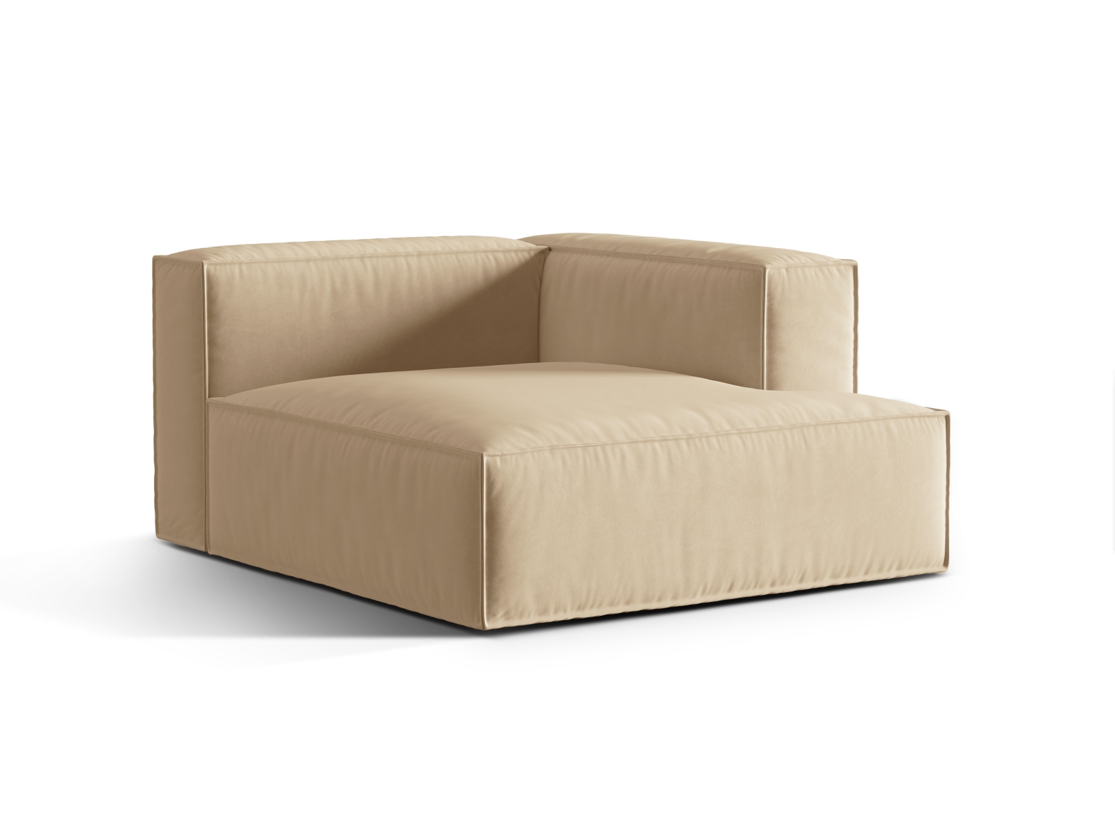 Velvet Chaise Longue Right, "Nuria", 1 Seat, 127x147x72