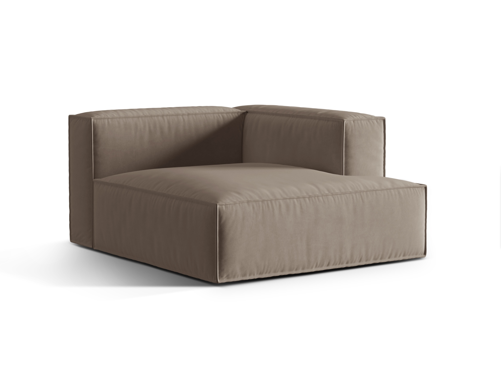 Velvet Chaise Longue Right, "Nuria", 1 Seat, 127x147x72