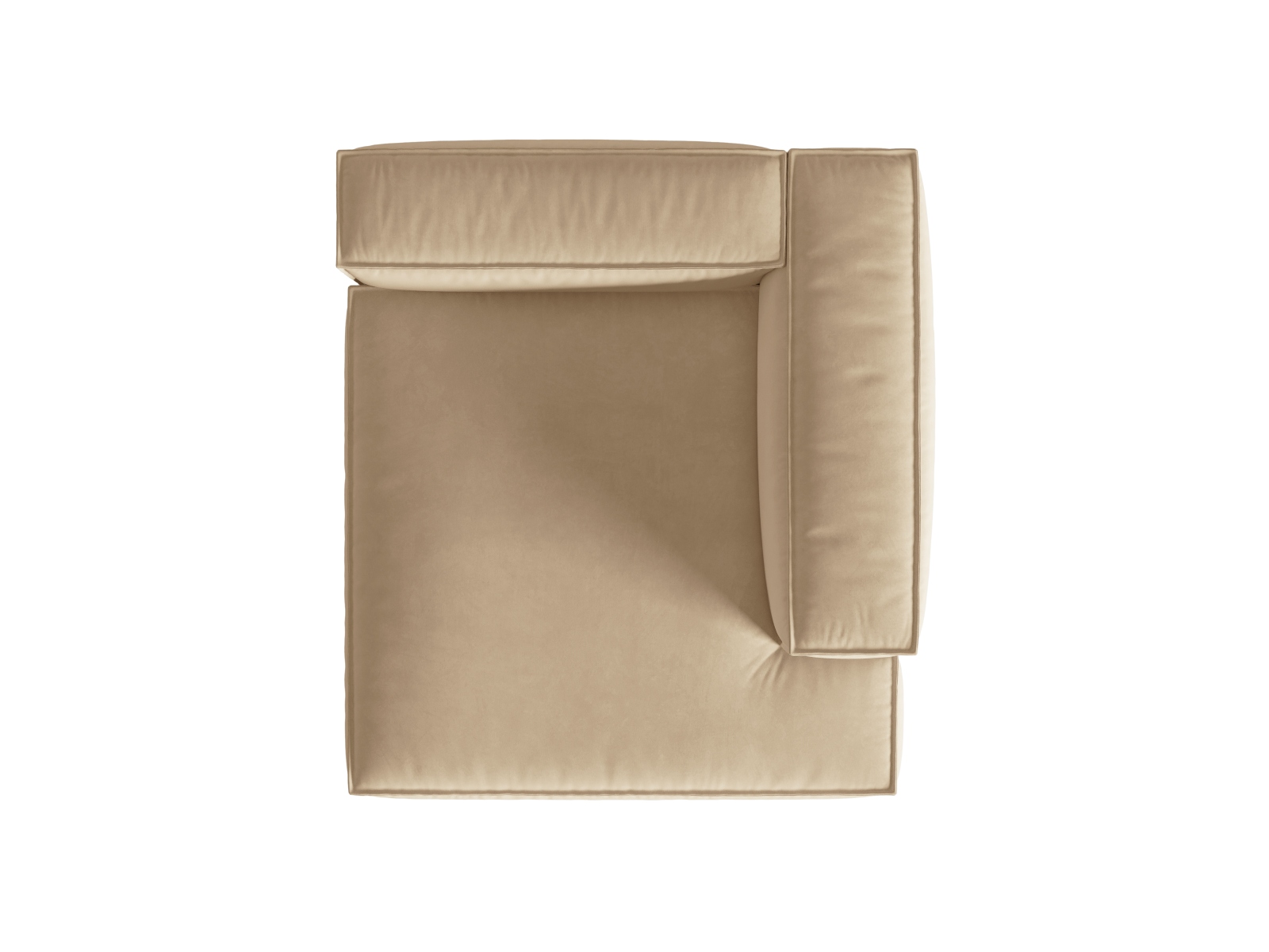 Velvet Chaise Longue Right, "Nuria", 1 Seat, 127x147x72