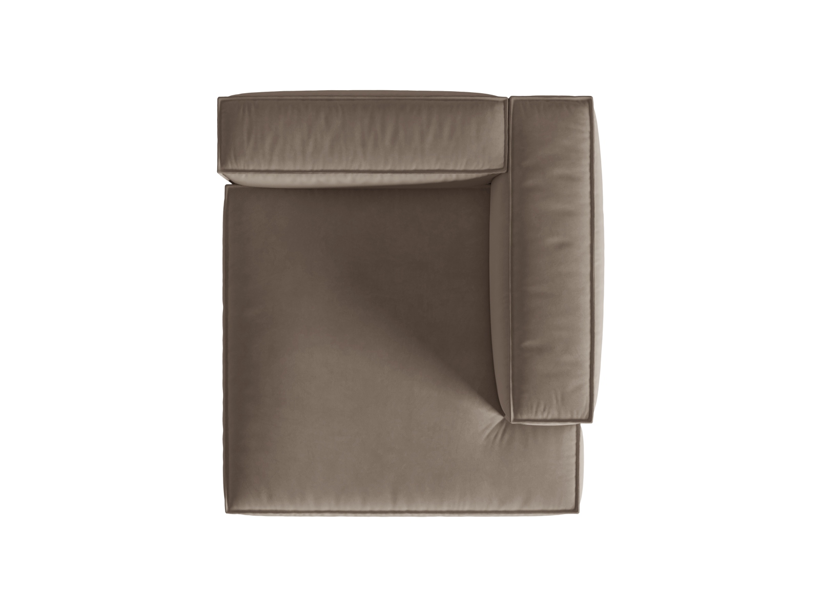 Velvet Chaise Longue Right, "Nuria", 1 Seat, 127x147x72
