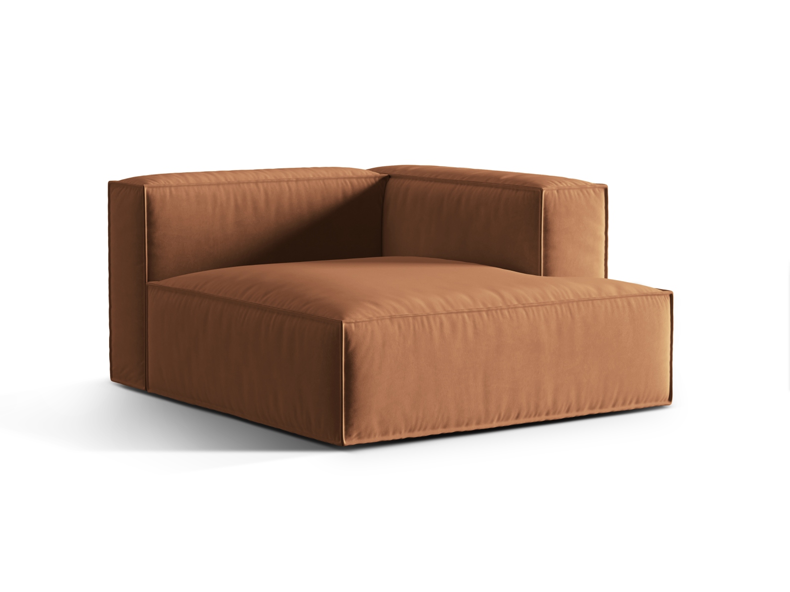 Velvet Chaise Longue Right, "Nuria", 1 Seat, 127x147x72