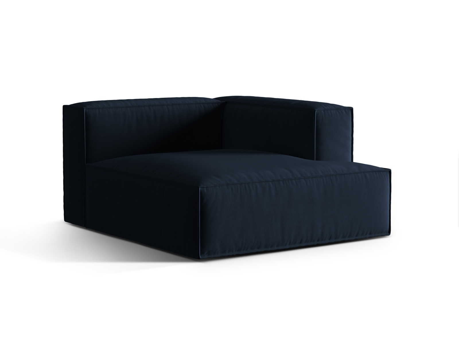 Velvet Chaise Longue Right, "Nuria", 1 Seat, 127x147x72