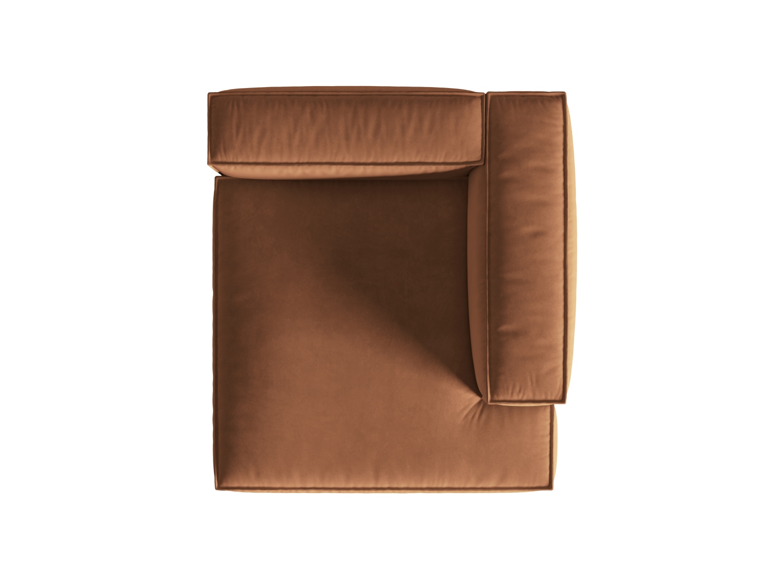 Velvet Chaise Longue Right, "Nuria", 1 Seat, 127x147x72