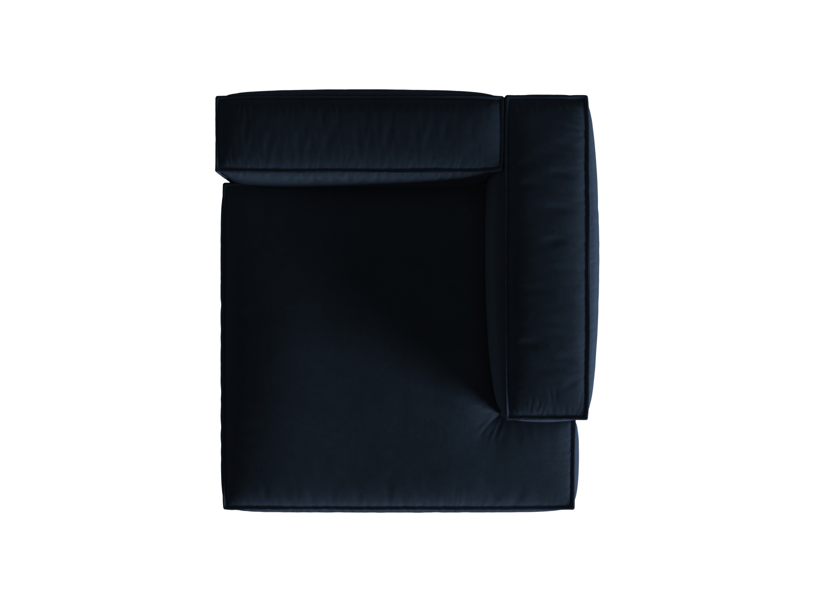 Velvet Chaise Longue Right, "Nuria", 1 Seat, 127x147x72