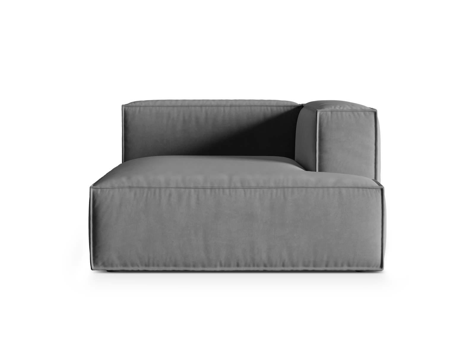 Velvet Chaise Longue Right, "Nuria", 1 Seat, 127x147x72