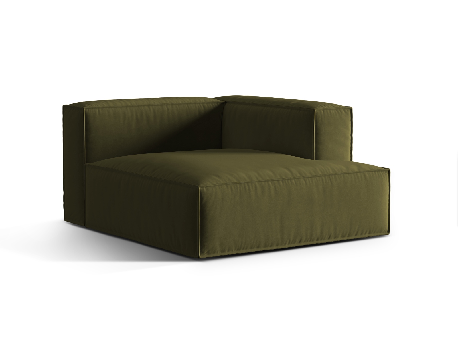 Velvet Chaise Longue Right, "Nuria", 1 Seat, 127x147x72