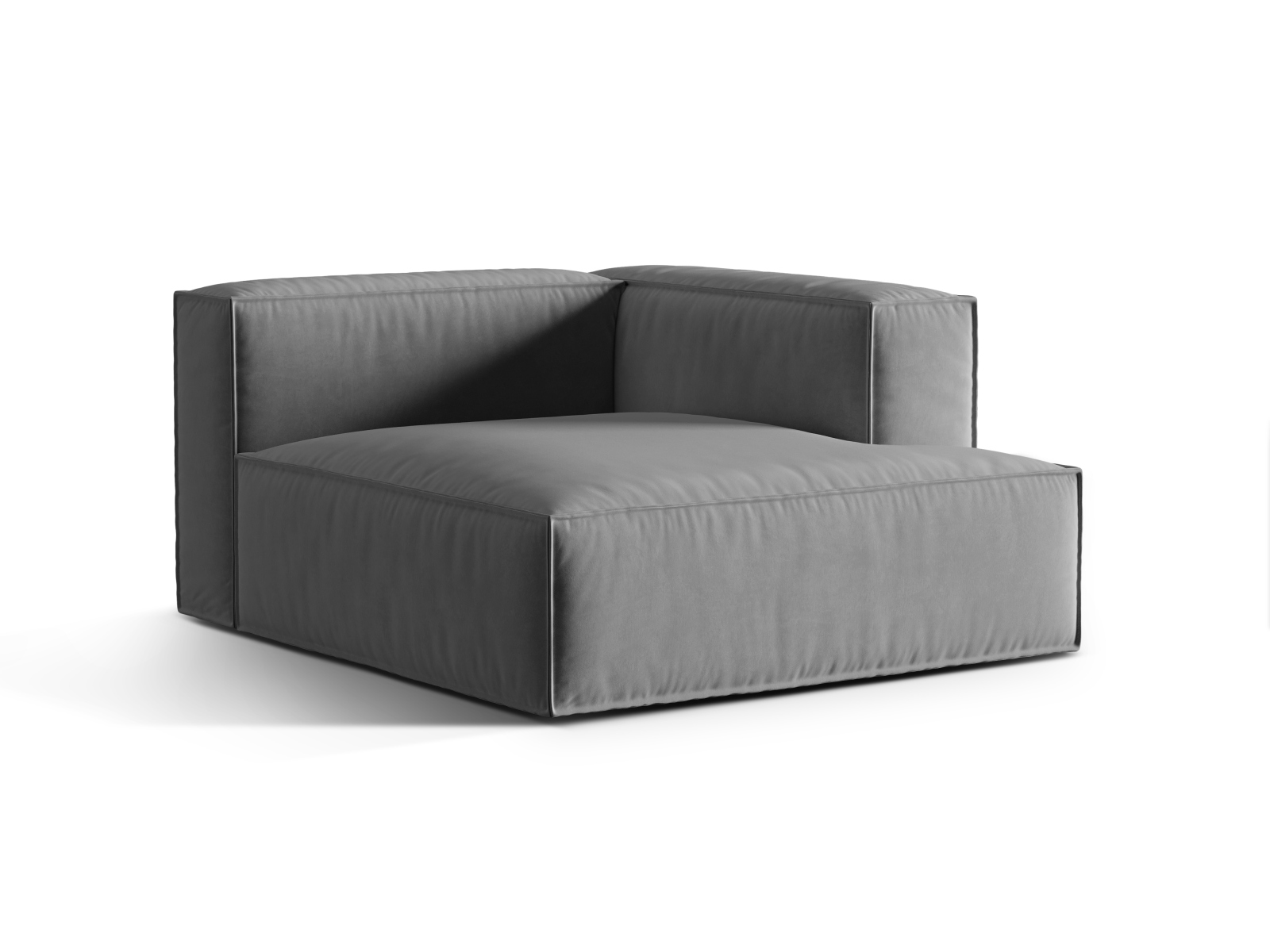 Velvet Chaise Longue Right, "Nuria", 1 Seat, 127x147x72