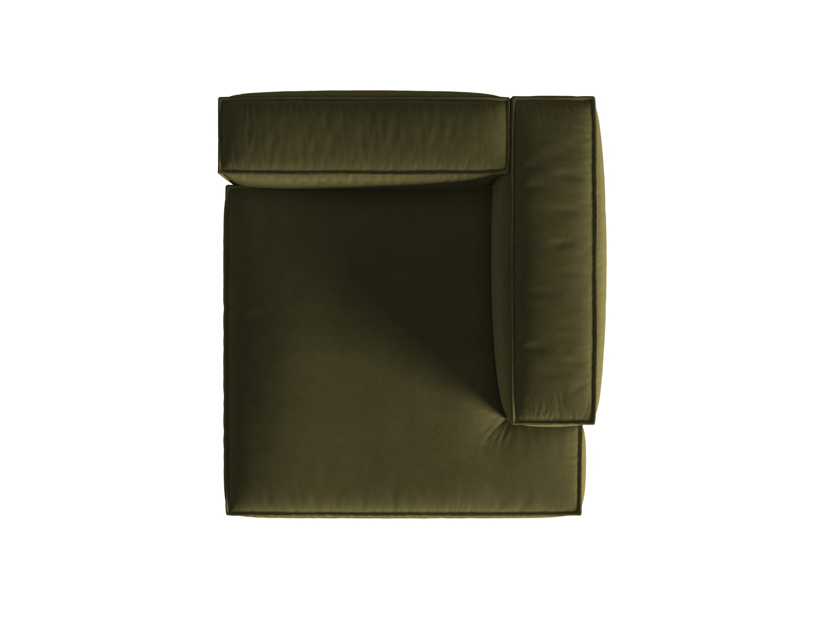 Velvet Chaise Longue Right, "Nuria", 1 Seat, 127x147x72