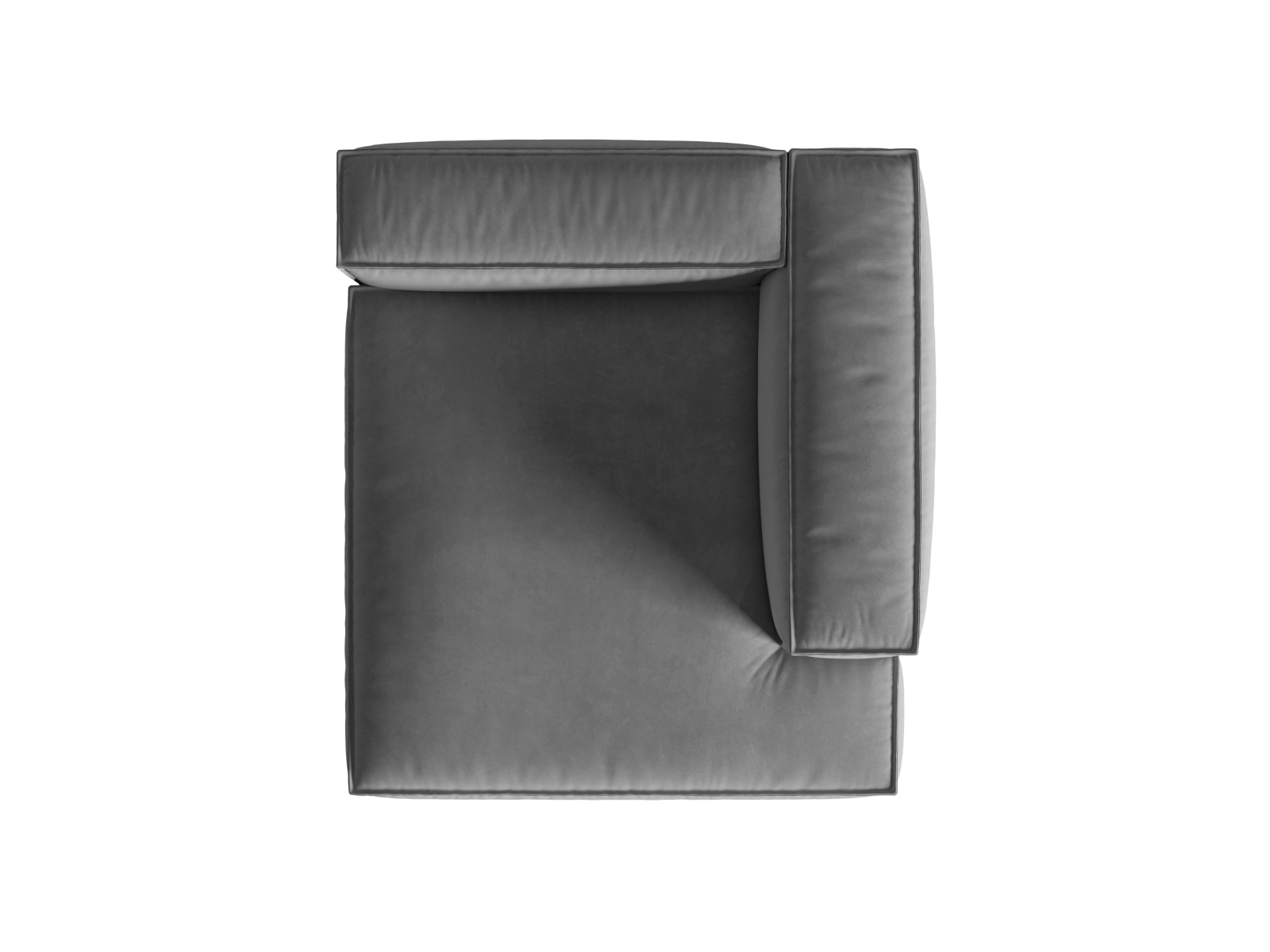 Velvet Chaise Longue Right, "Nuria", 1 Seat, 127x147x72