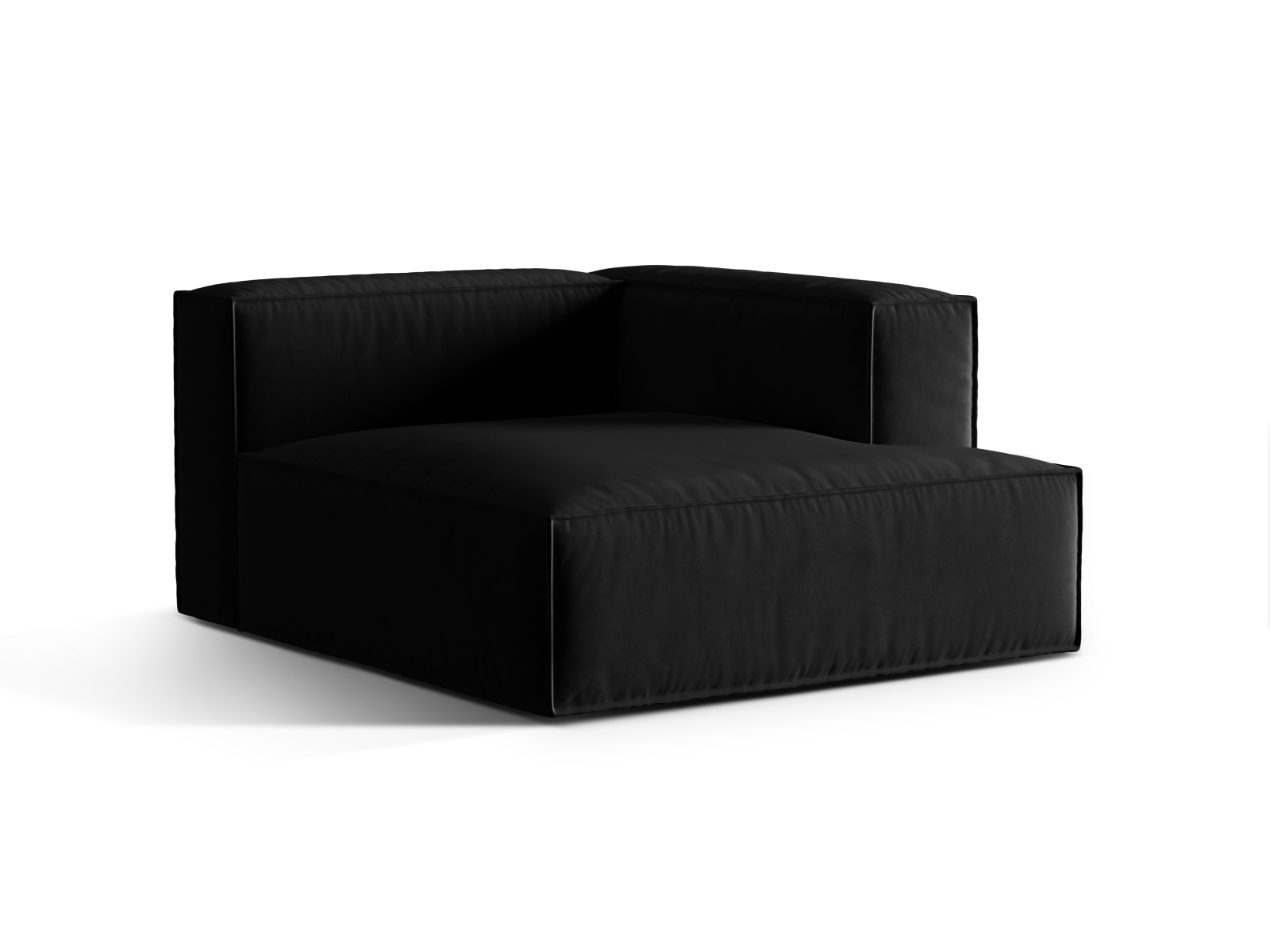 Velvet Chaise Longue Right, "Nuria", 1 Seat, 127x147x72