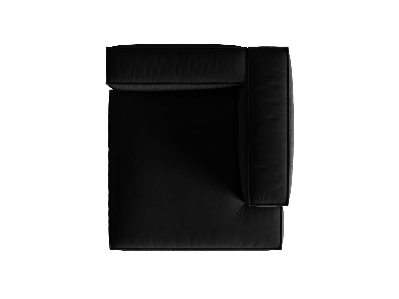 Velvet Chaise Longue Right, "Nuria", 1 Seat, 127x147x72
