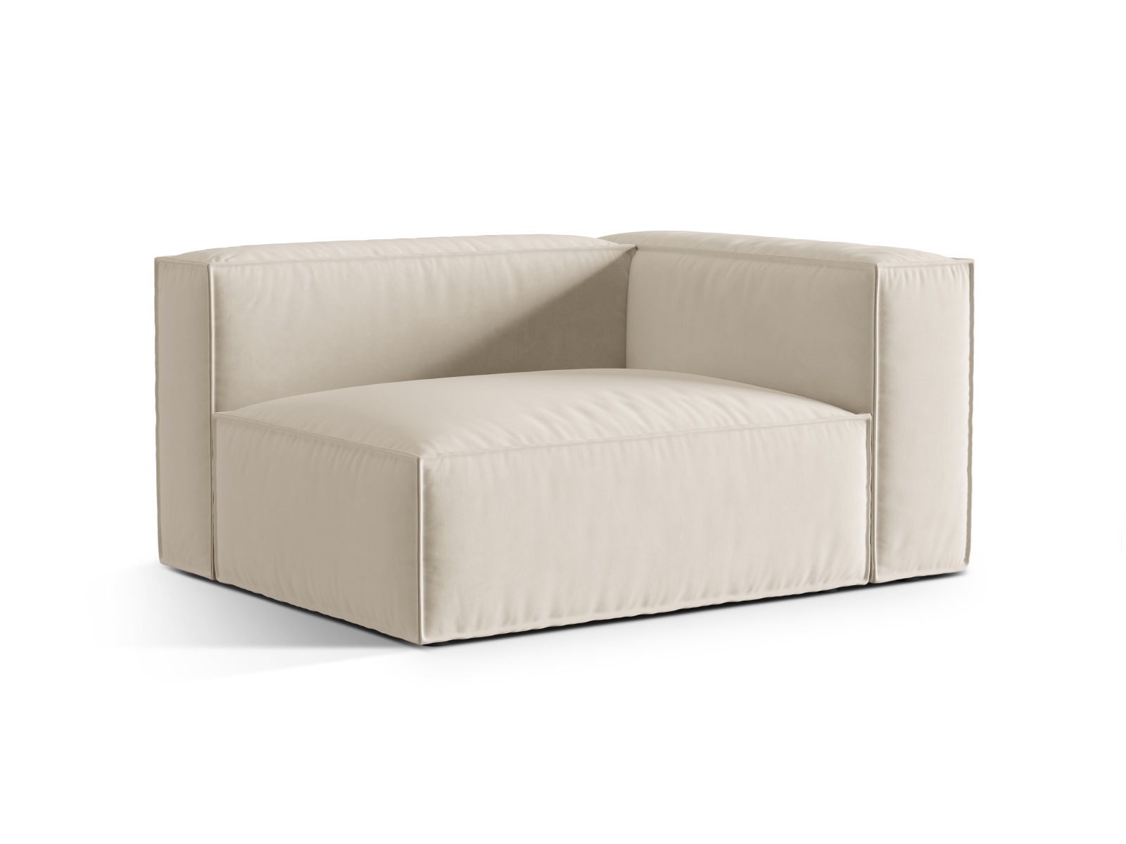 Velvet Right Modular Sofa, "Nuria", 2 Seats, 145x110x72