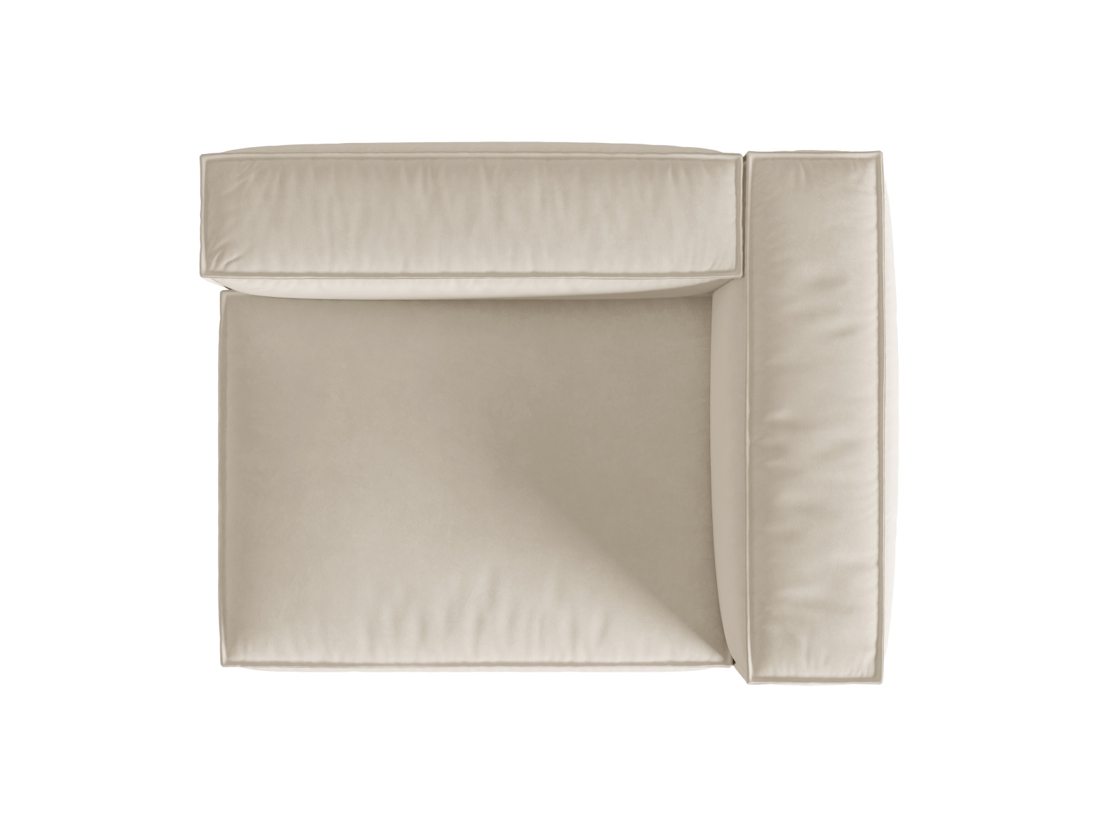 Velvet Right Modular Sofa, "Nuria", 2 Seats, 145x110x72