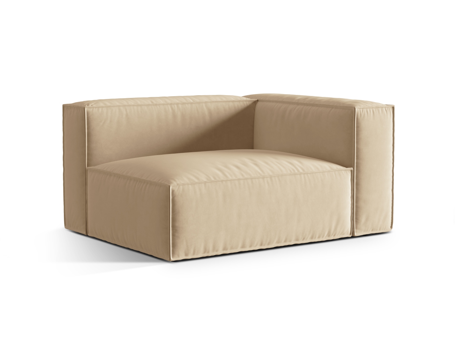Velvet Right Modular Sofa, "Nuria", 2 Seats, 145x110x72