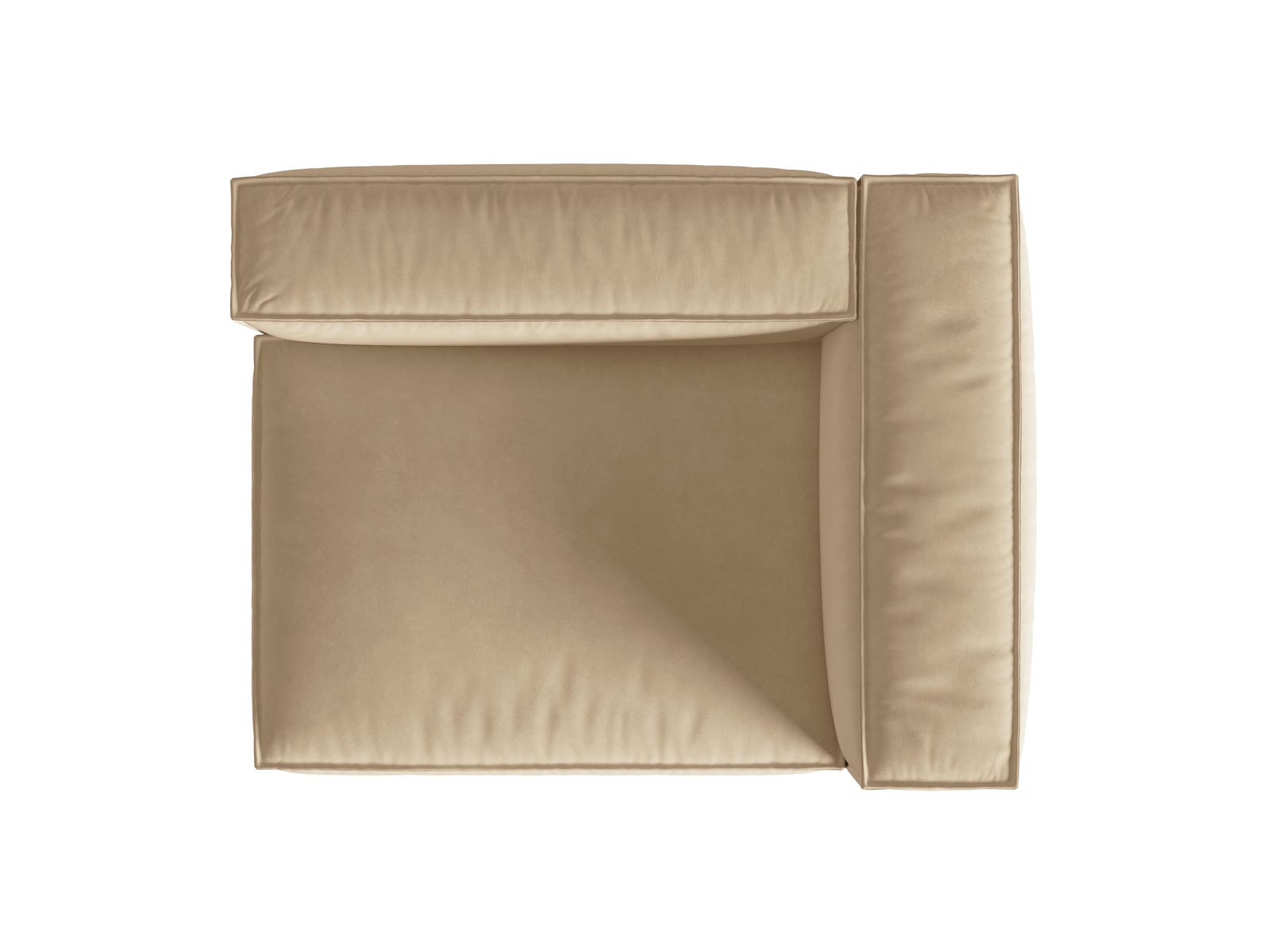 Velvet Right Modular Sofa, "Nuria", 2 Seats, 145x110x72