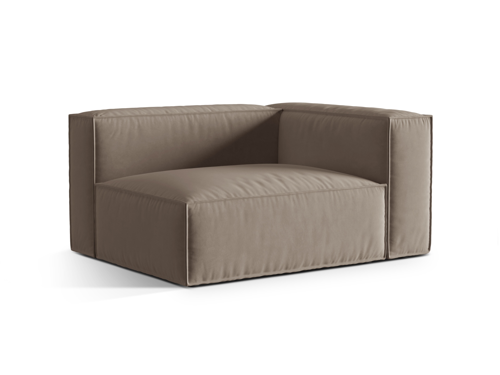 Velvet Right Modular Sofa, "Nuria", 2 Seats, 145x110x72