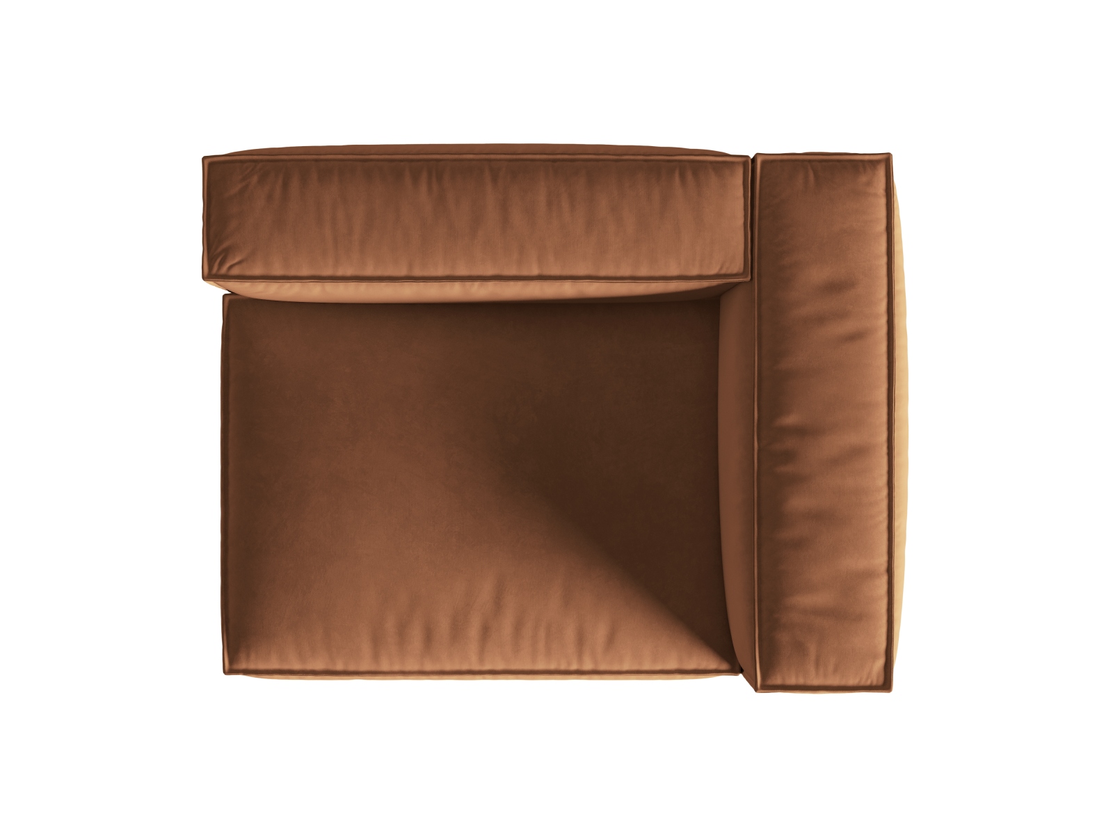 Velvet Right Modular Sofa, "Nuria", 2 Seats, 145x110x72