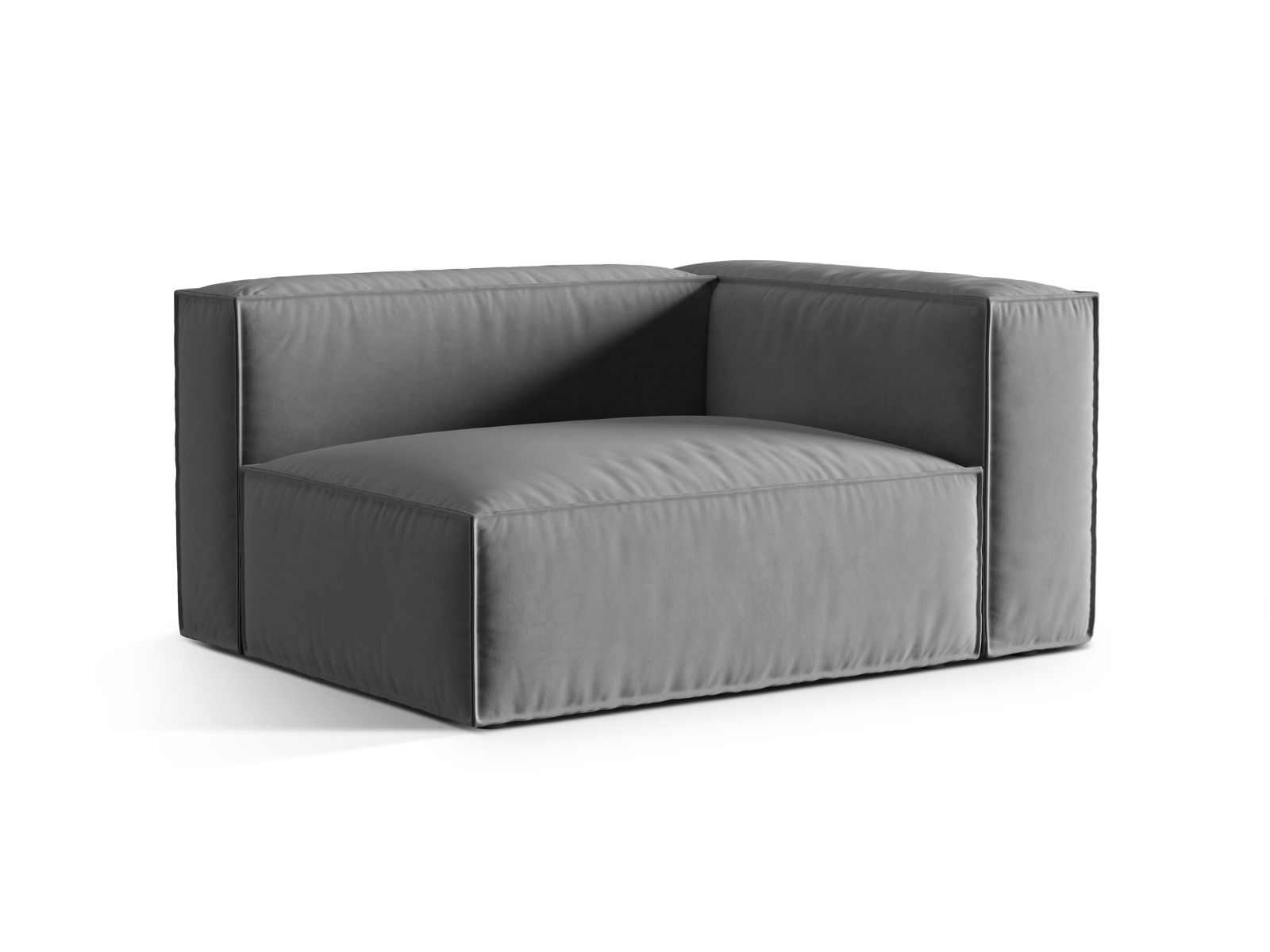 Velvet Right Modular Sofa, "Nuria", 2 Seats, 145x110x72